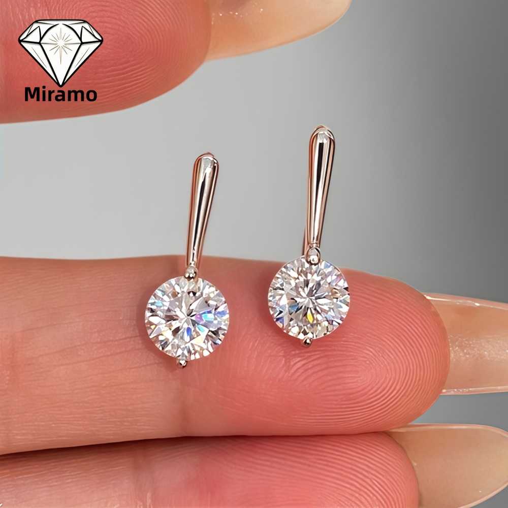 Moissanite Stud Earrings Round Cut 1Ct - Anting Moissanite Potongan Bulat 0.5-1CT, Anting