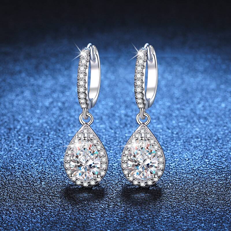 Moissanite Stud Earrings Round Cut 1Ct - JoiasHome 1CT Anting Moissanite Potongan Pir
