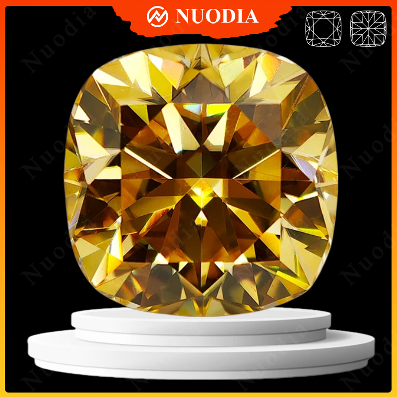 Gra Certificate Loose Moissanite Stone - Batu Moissanite Warna Kuning Lemon Dengan