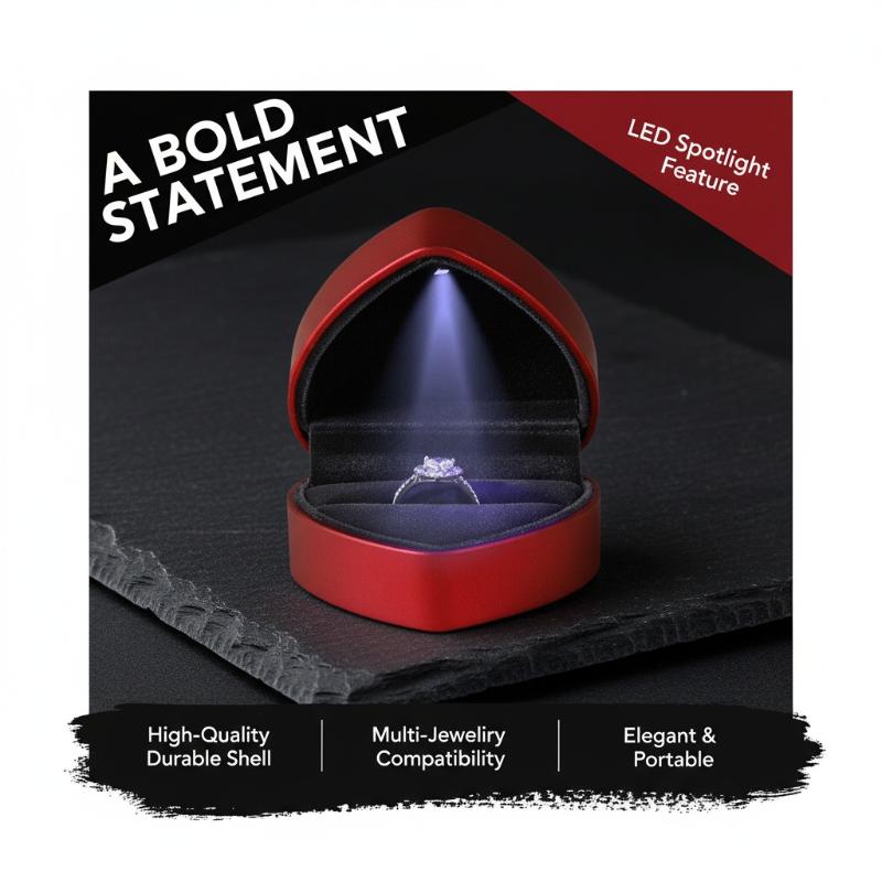 Velvet Ring Box Led Light Proposal - Kotak Perhiasan Beludru Mewah dengan Lampu