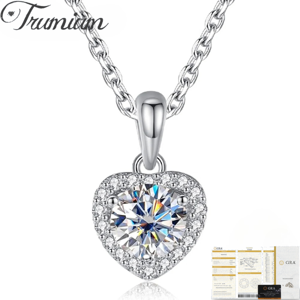 Moissanite Pendant Necklace Solitaire - Kalung Moissanite Trumium 1CT untuk Wanita
