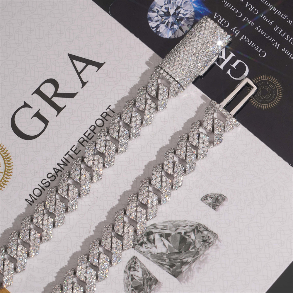 Moissanite Cuban Link Chain Iced Out - Kalung Rantai Kuba Moissanite Icedminer S925