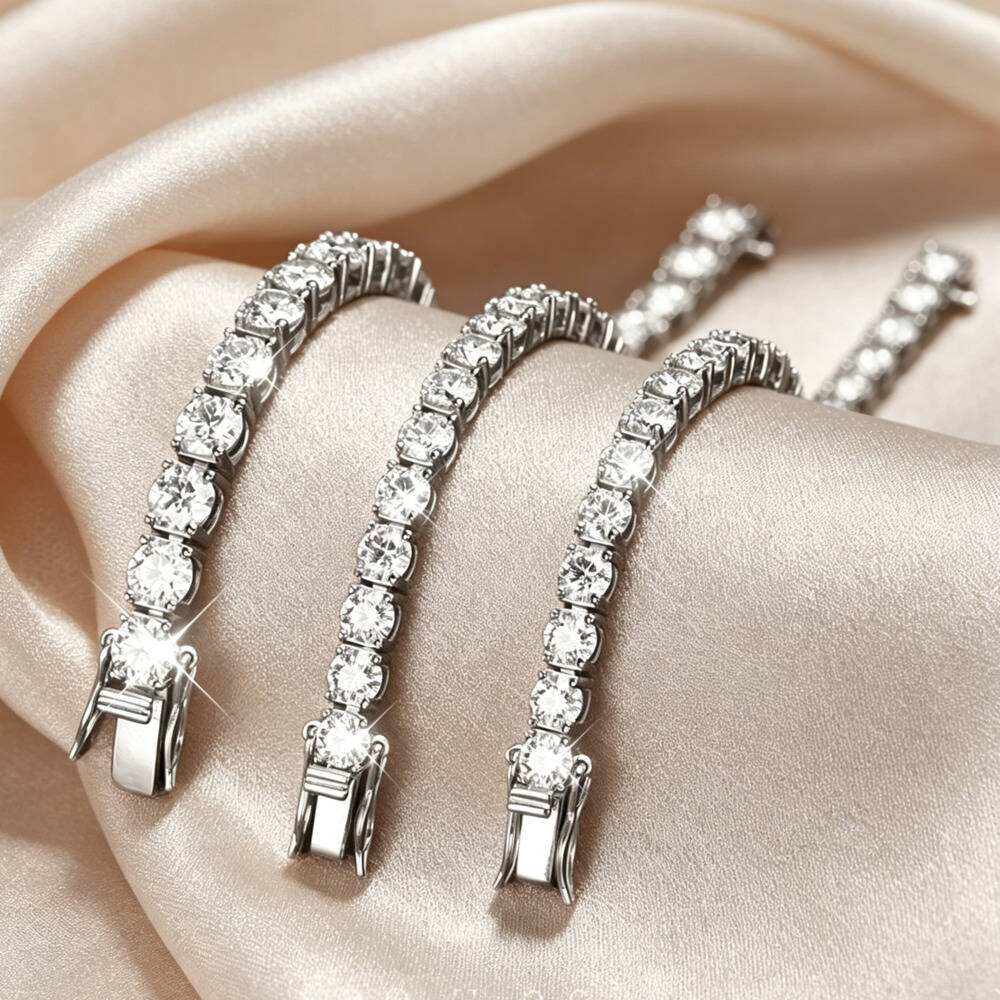 Moissanite Tennis Bracelet 925 Sterling - Gelang Tennis dengan Batu Moissanite Potongan