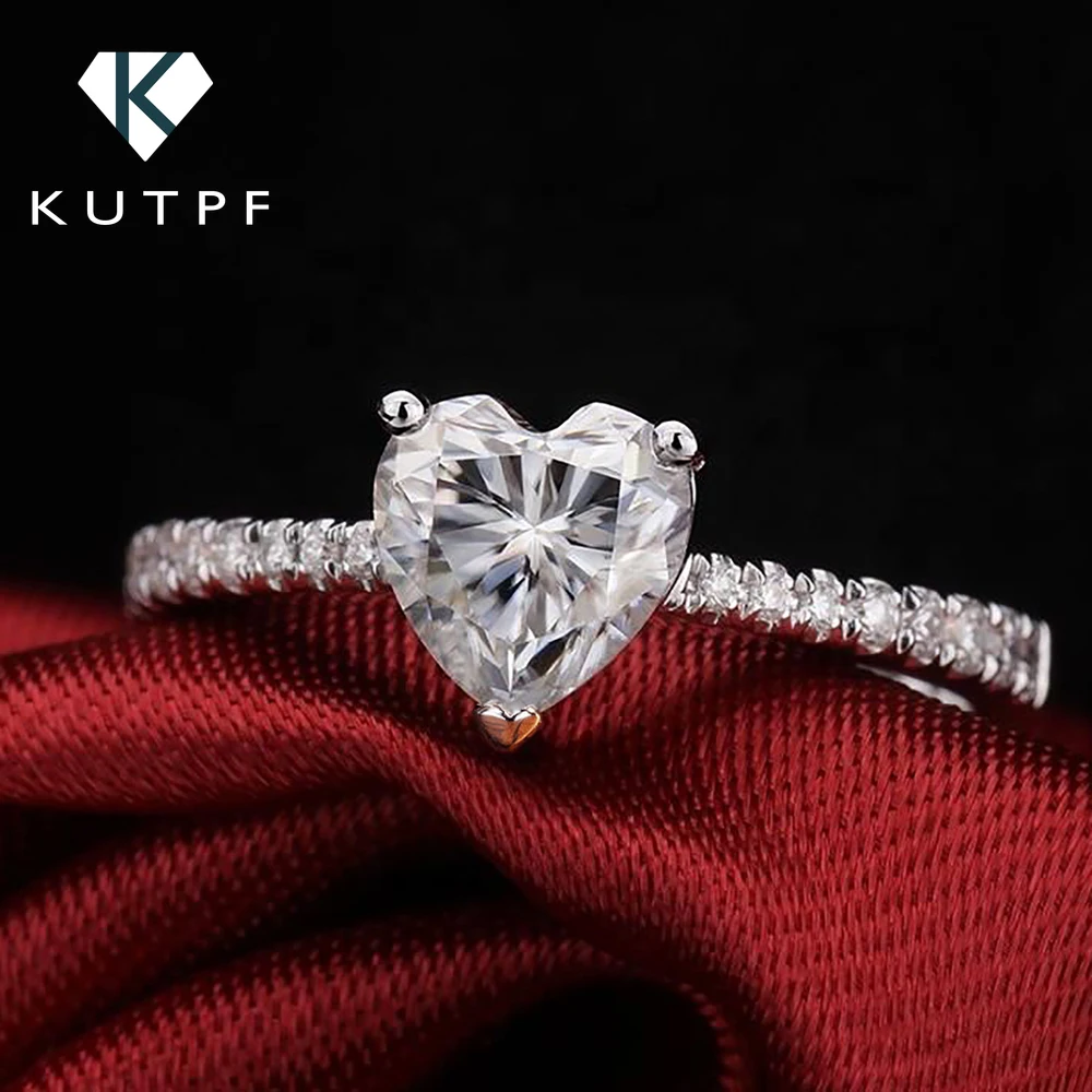Moissanite Engagement Ring 2 Carat D Vvs1 - Cincin pertunangan Moissanite potongan Hati 1/2