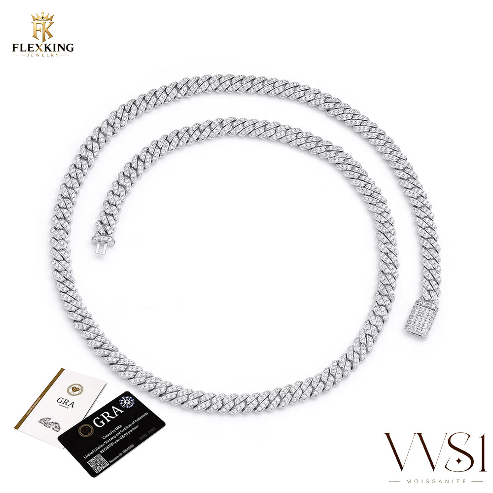 Moissanite Cuban Link Chain Iced Out - FLEXKING Kalung Rantai Kuba Moissanite VVS1