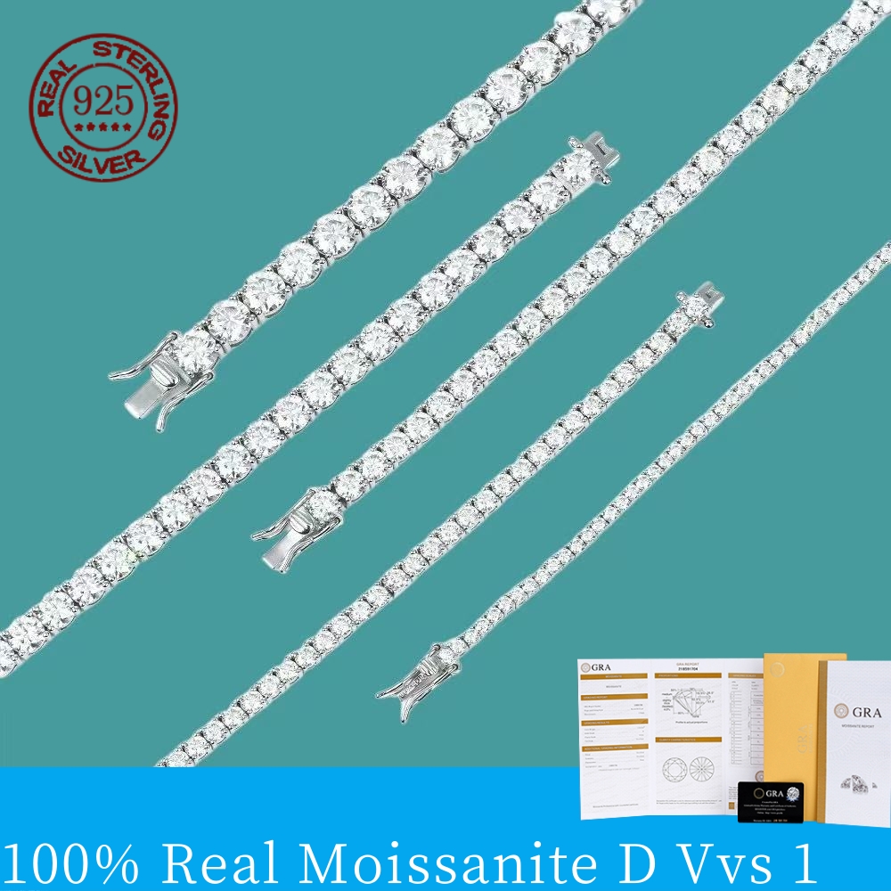 Moissanite Tennis Bracelet 925 Sterling - Gelang Tennis Moissanite Sederhana Fashion Perak
