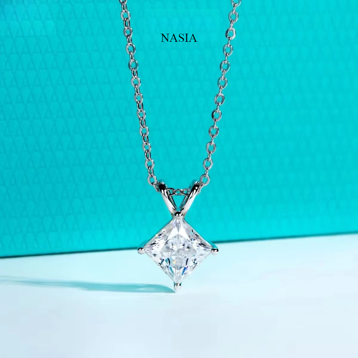 Moissanite Pendant Necklace Solitaire - FCGJHW 2ct/3ct/4ct/5ct, Liontin Kalung Berlian Moissanite