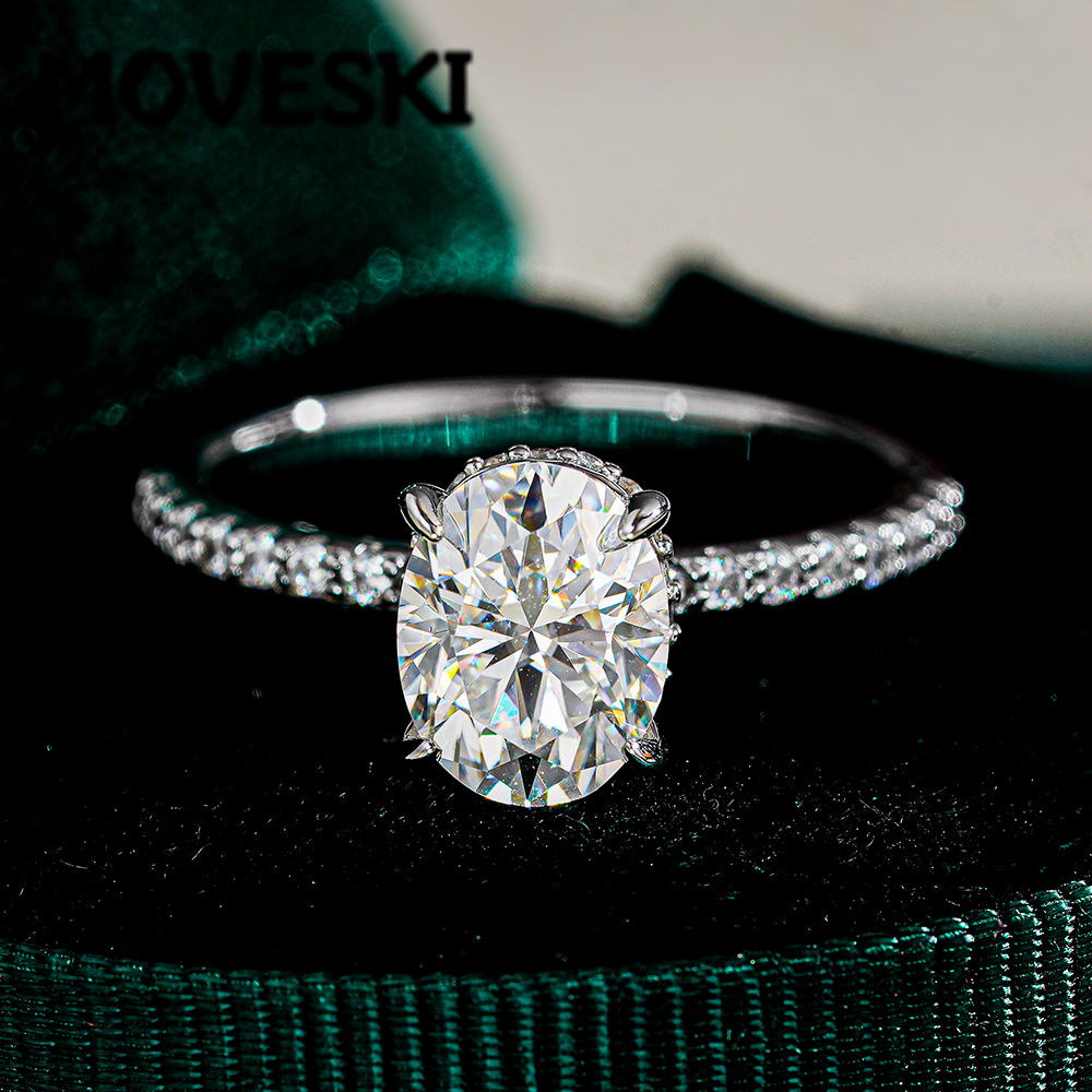 Moissanite Engagement Ring 2 Carat D Vvs1 - Cincin Pertunangan Moissanite Oval 1/2/3 Karat