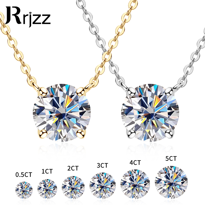 Moissanite Pendant Necklace Solitaire - Rrjzz 0.5-5CT Kalung Liontin Moissanite untuk
