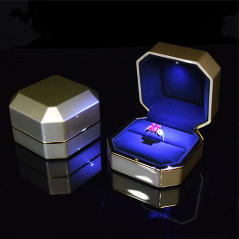 Velvet Ring Box Led Light Proposal - Kotak cincin mewah kotak hadiah perhiasan