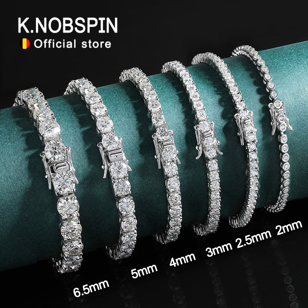 Moissanite Tennis Bracelet 925 Sterling - KNOBSPIN 2Mm Gelang Tenis Moissanite 925