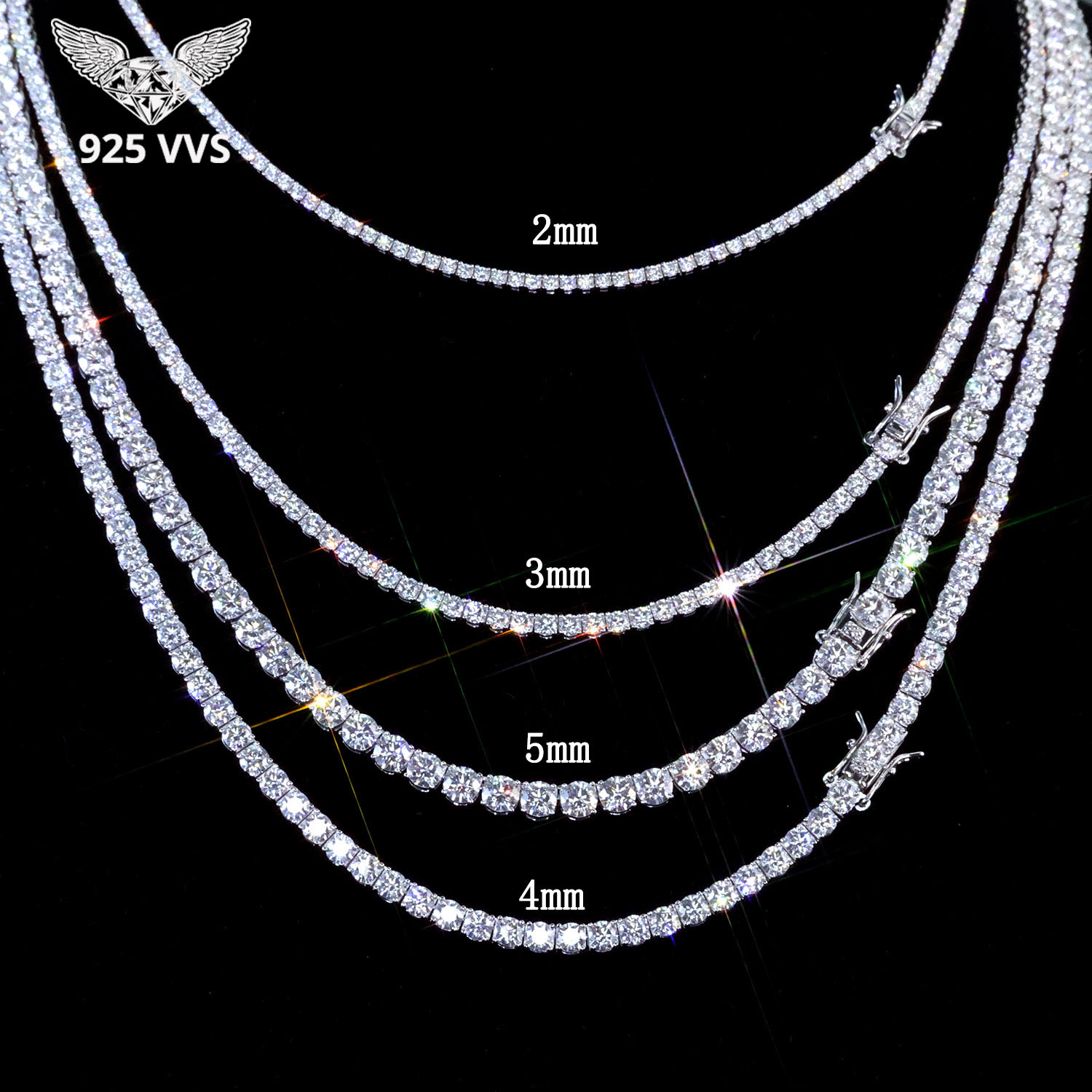 Moissanite Tennis Bracelet 925 Sterling - Rantai Tennis Moissanite 925 VVS Perhiasan
