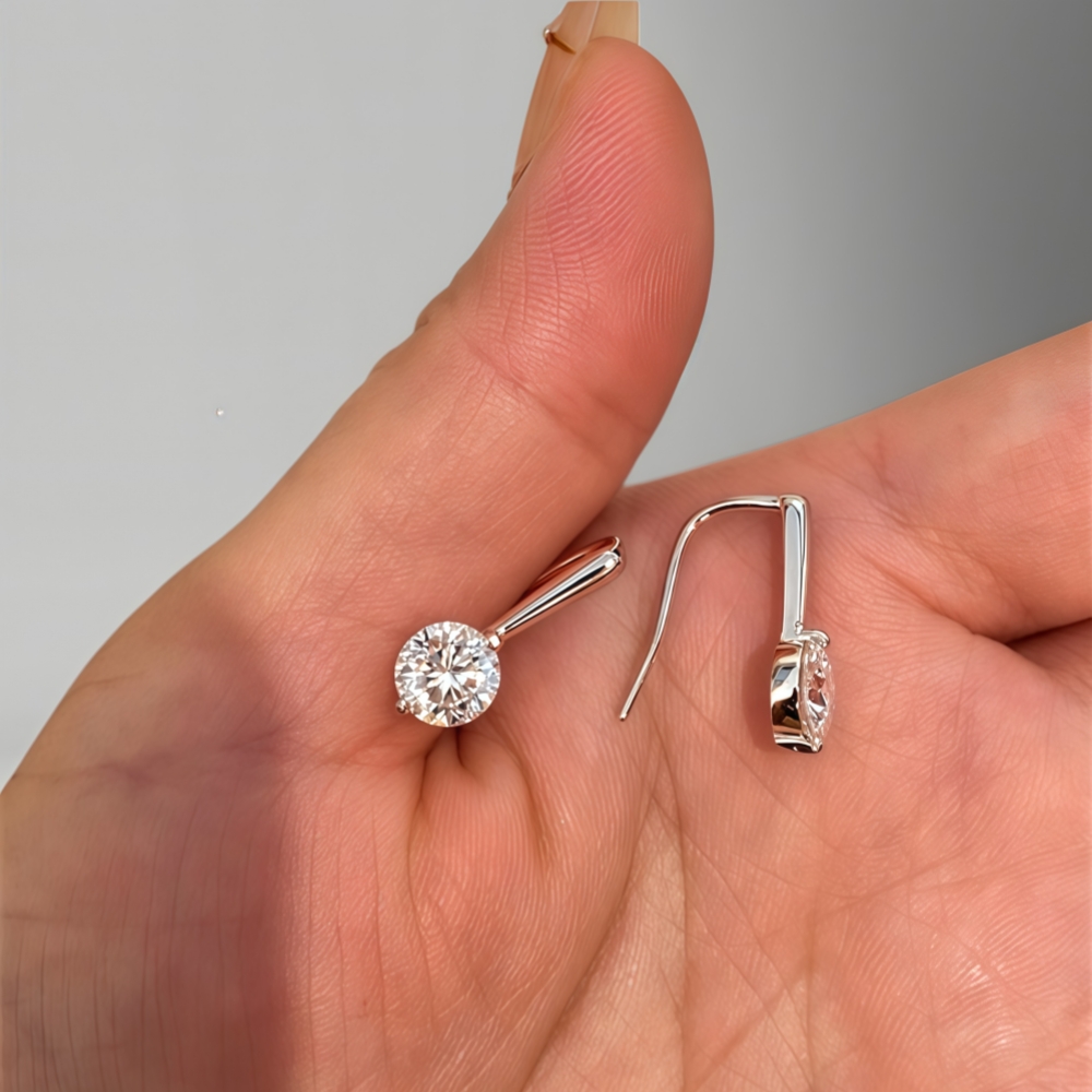 Anting Moissanite Potongan Bul - Moissanite Stud Earrings Round Cut 1Ct ulasan dan harga