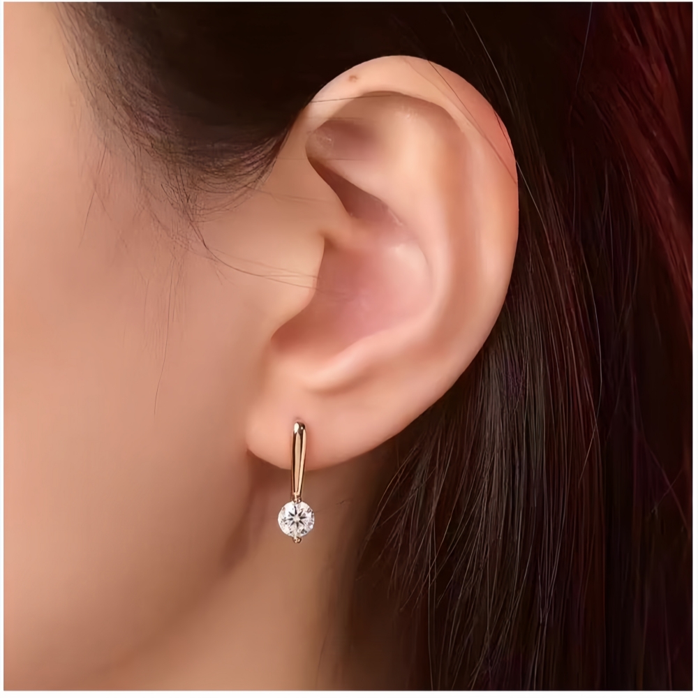 Anting Moissanite Potongan Bul - Moissanite Stud Earrings Round Cut 1Ct ulasan dan harga