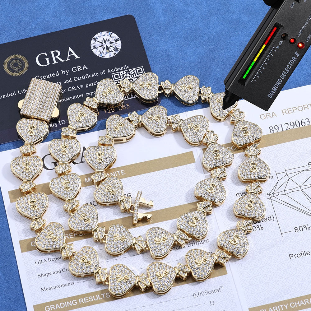 Tas uang Moissanite tes berlia - Moissanite Cuban Link Chain Iced Out ulasan dan harga