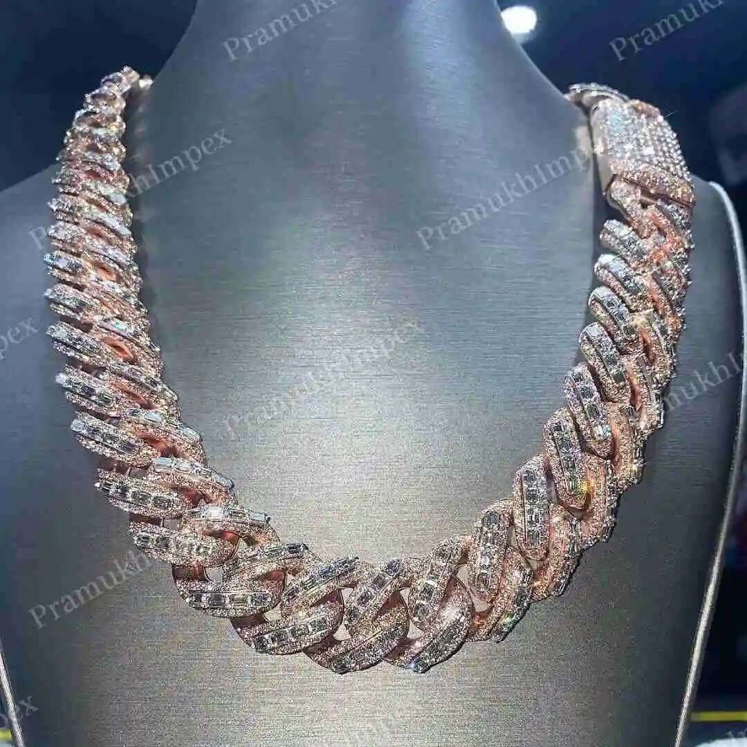 Rapper Mewah 20MM Sepenuhnya E - Moissanite Cuban Link Chain Iced Out ulasan dan harga