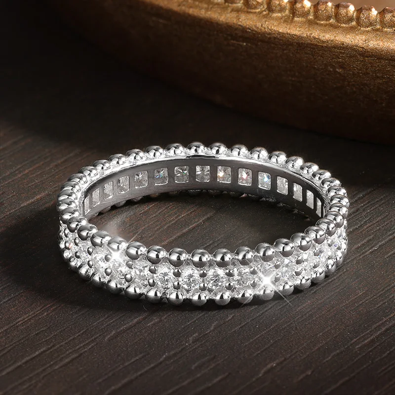 M-JAJA D VVS1 Cincin Moissanit - Moissanite Eternity Band Ring Stackable ulasan dan harga