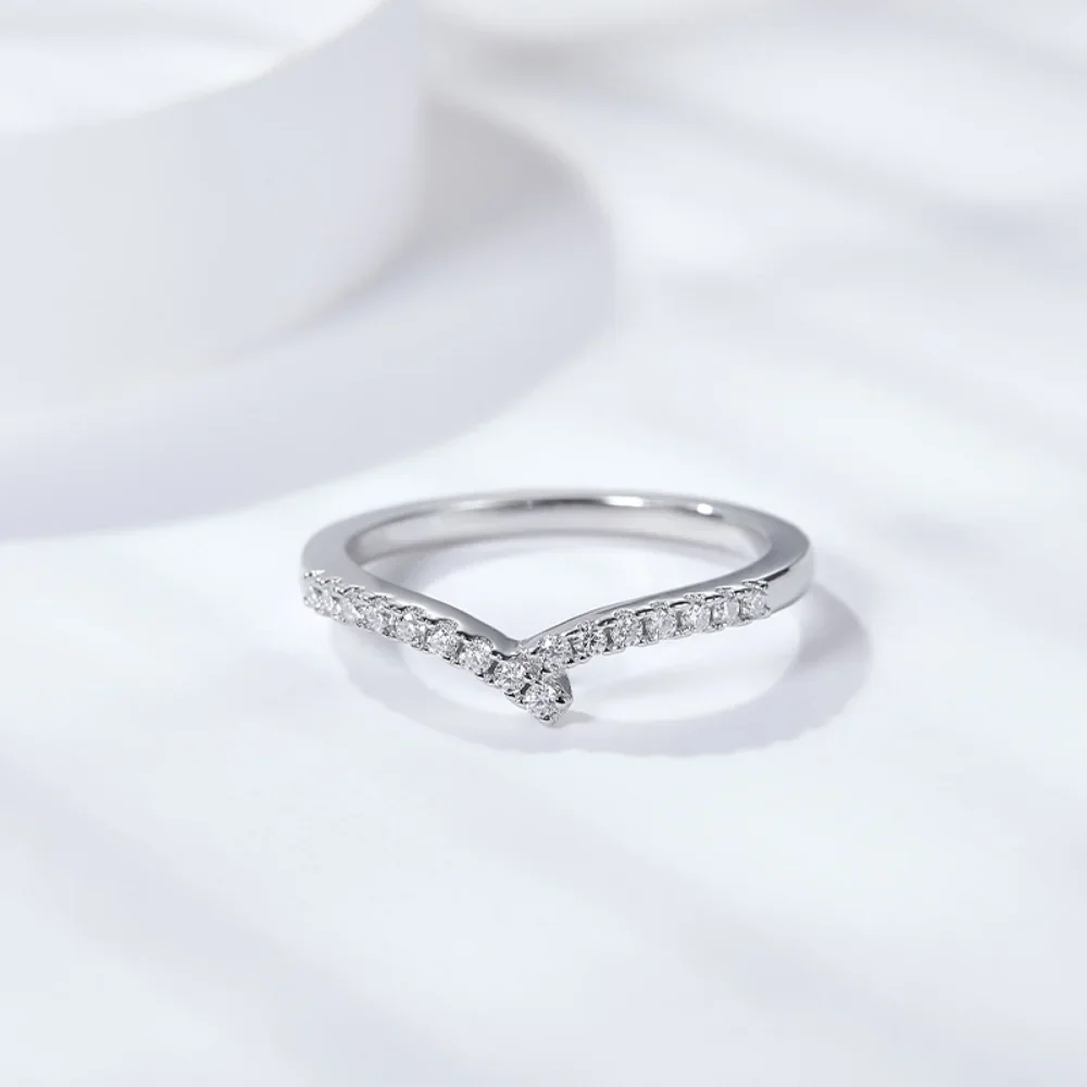 Cincin Chevron Moissanite Cant - Moissanite Eternity Band Ring Stackable ulasan dan harga