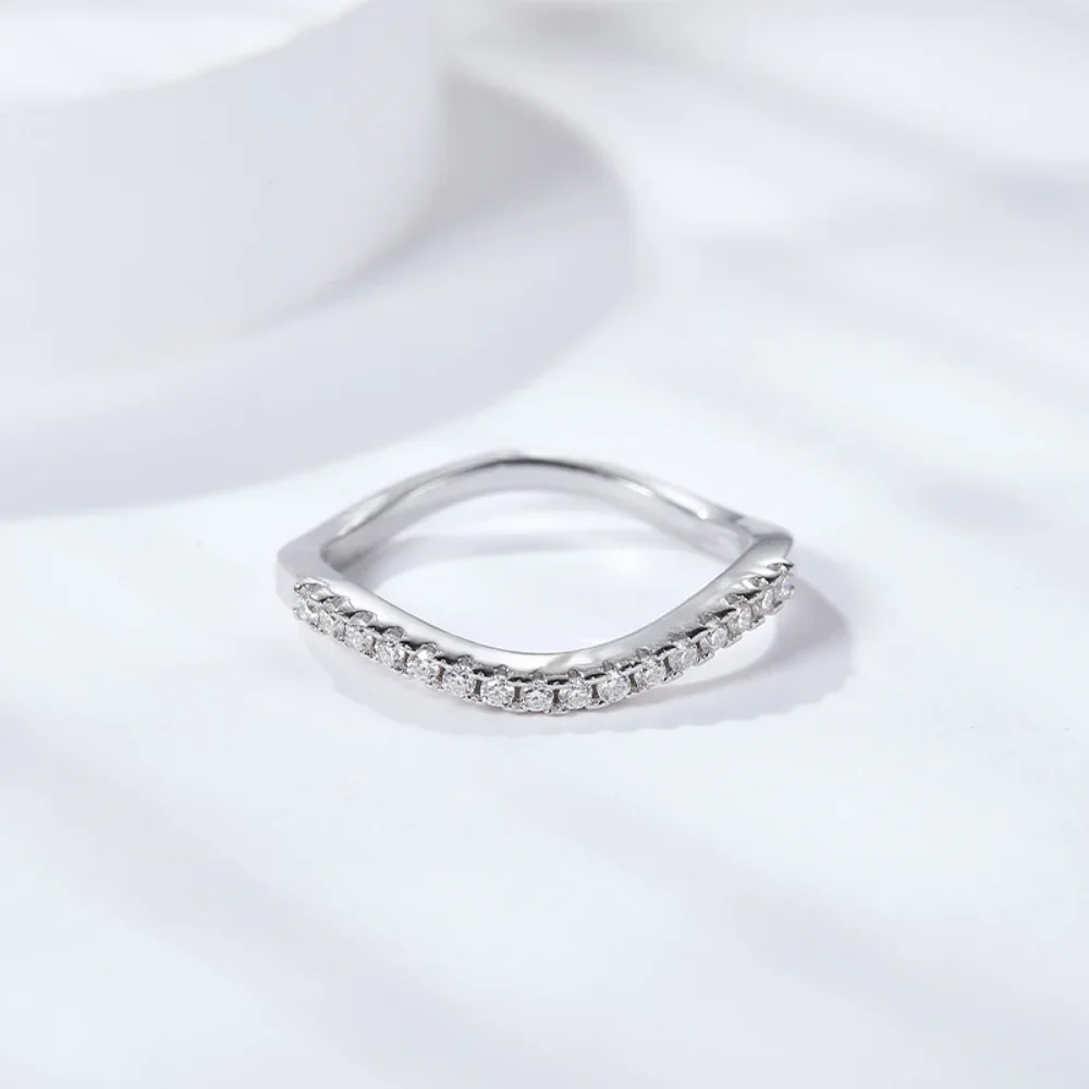 Cincin Chevron Moissanite Cant - Moissanite Eternity Band Ring Stackable ulasan dan harga