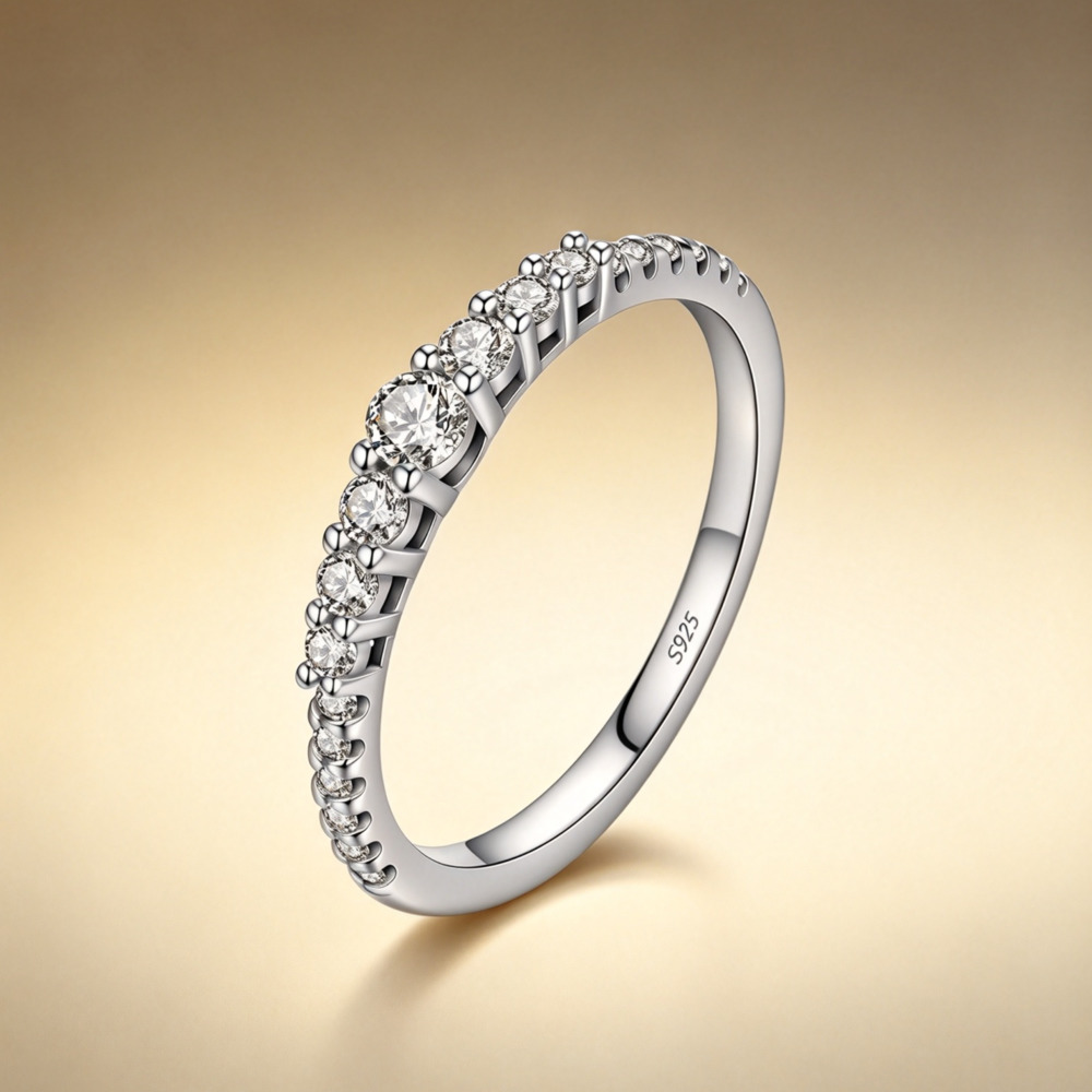 Cincin Eternity Band Moissanit - Moissanite Eternity Band Ring Stackable ulasan dan harga