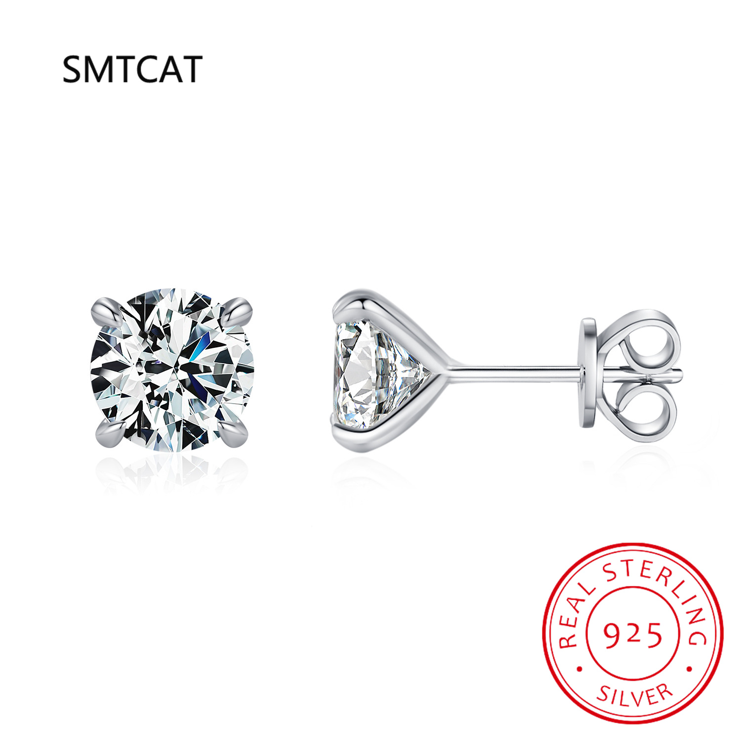 D Warna 1CT Moissanite Anting  - Moissanite Stud Earrings Round Cut 1Ct ulasan dan harga
