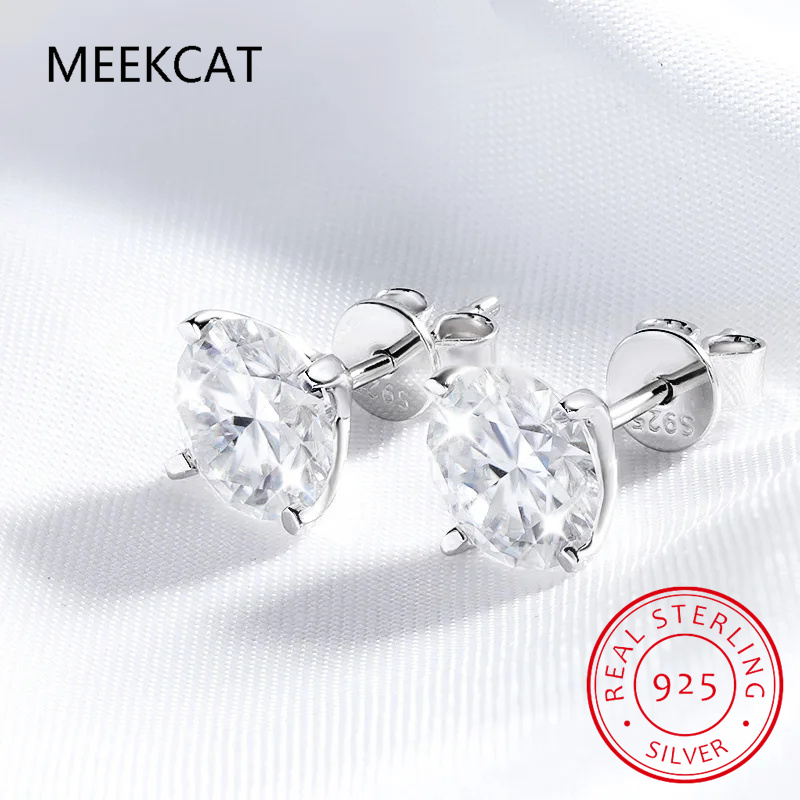 D Warna 1CT Moissanite Anting  - Moissanite Stud Earrings Round Cut 1Ct ulasan dan harga