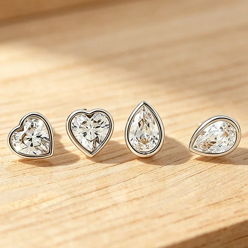 FCGJHW Set Bezel, Anting Tusuk - Moissanite Stud Earrings Round Cut 1Ct ulasan dan harga