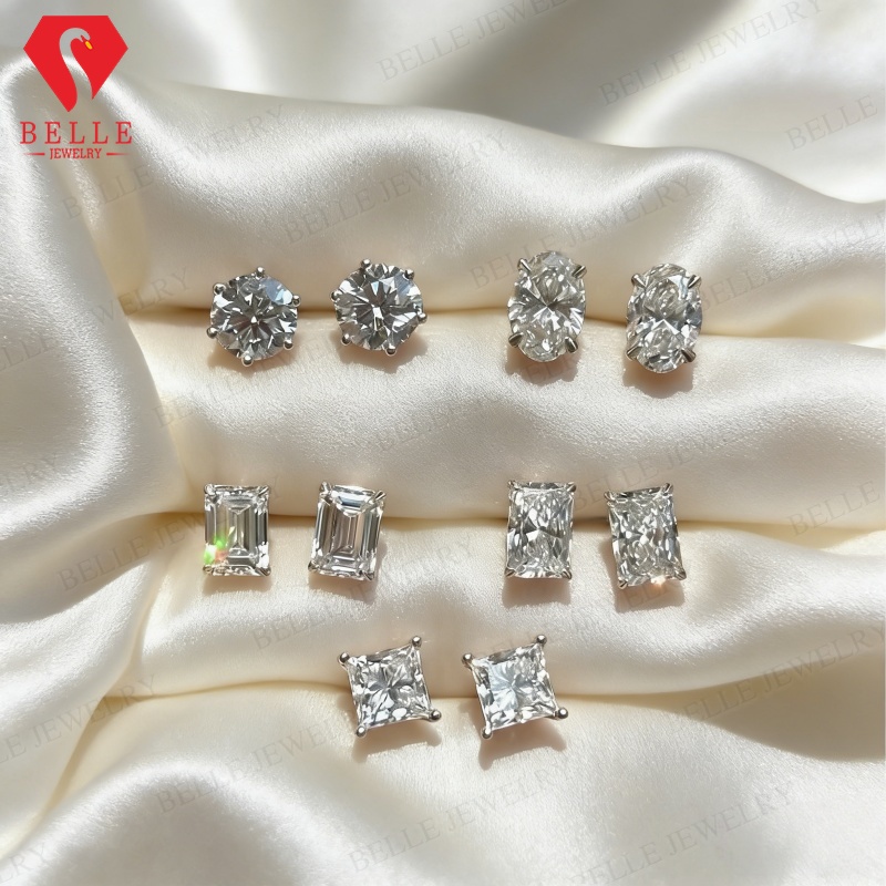 Anting Moissanite Warna D 0.5/ - Moissanite Stud Earrings Round Cut 1Ct ulasan dan harga