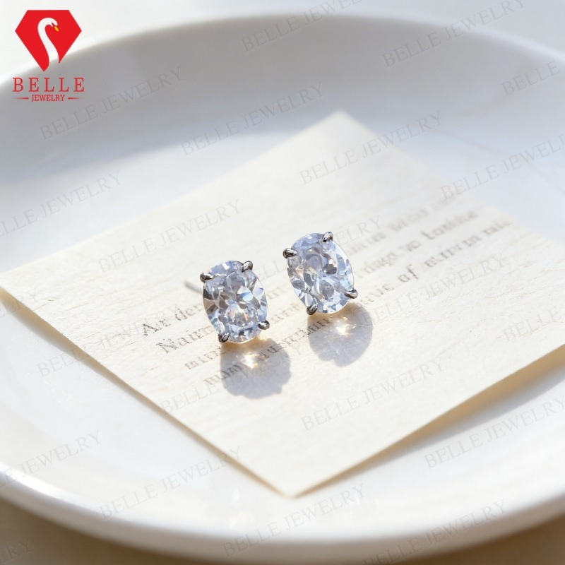 Anting Moissanite Warna D 0.5/ - Moissanite Stud Earrings Round Cut 1Ct ulasan dan harga