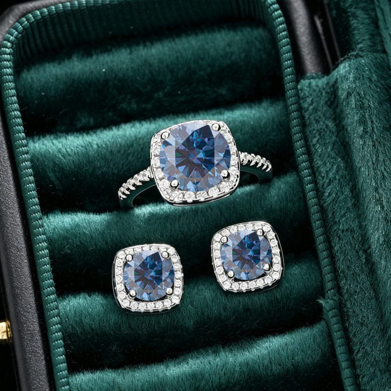 Cincin Perak S925 Berlapis Ema - Moissanite Stud Earrings Round Cut 1Ct ulasan dan harga