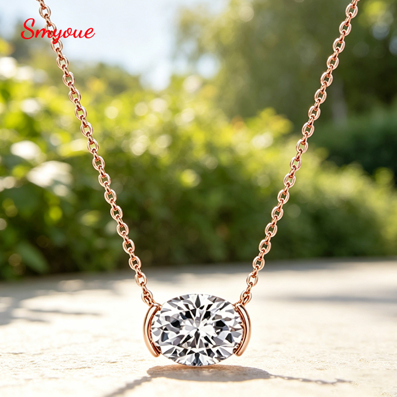 Smyoue Kalung Moissanite Poton - Moissanite Pendant Necklace Solitaire ulasan dan harga