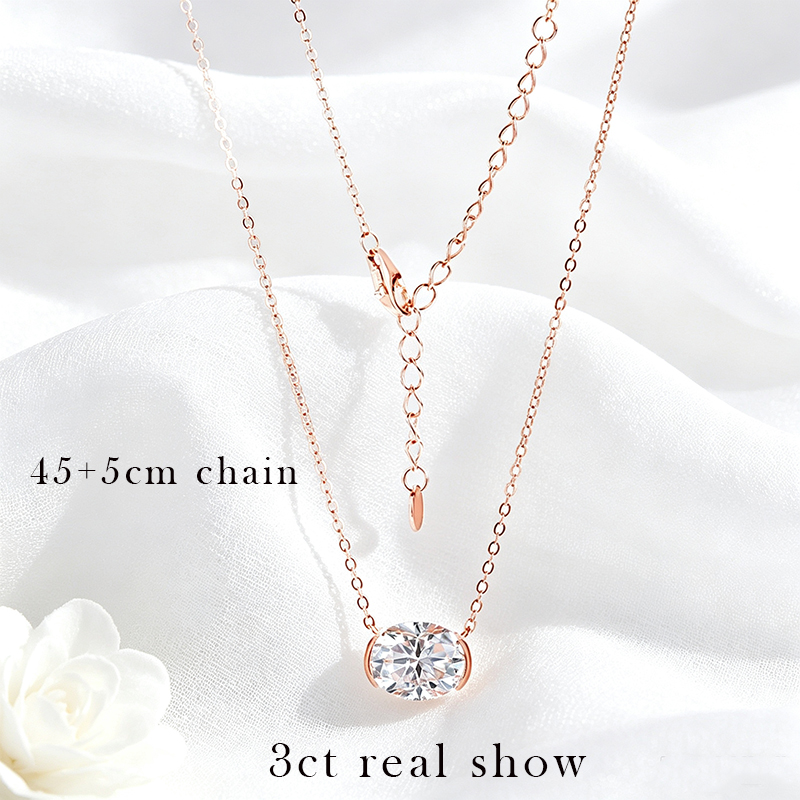 Smyoue Kalung Moissanite Poton - Moissanite Pendant Necklace Solitaire ulasan dan harga