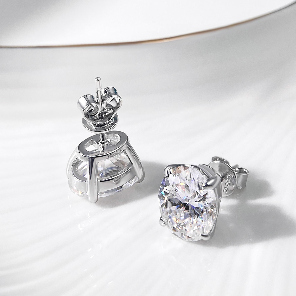 Anting Moissanite Potongan Ova - Moissanite Stud Earrings Round Cut 1Ct ulasan dan harga