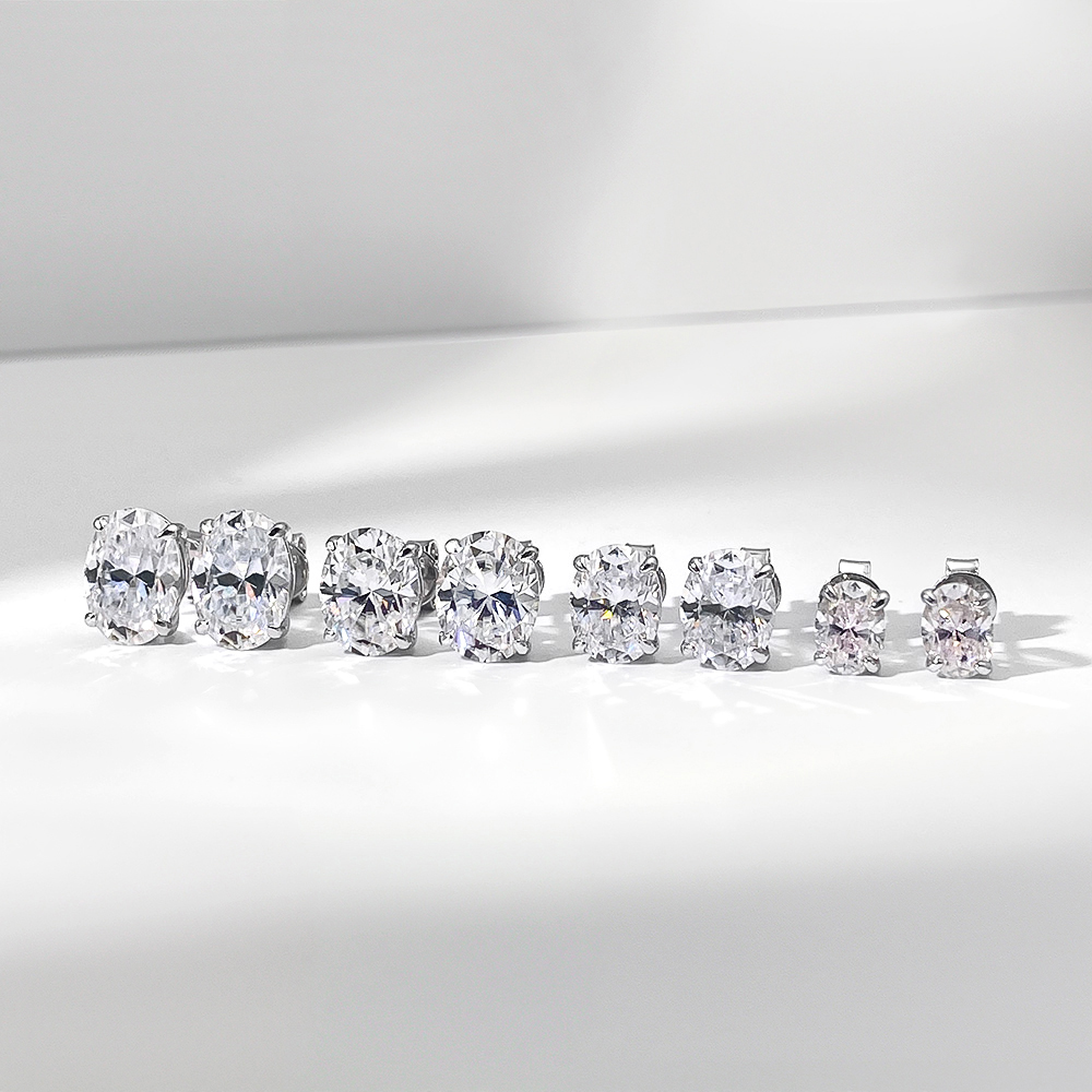 Anting Moissanite Potongan Ova - Moissanite Stud Earrings Round Cut 1Ct ulasan dan harga