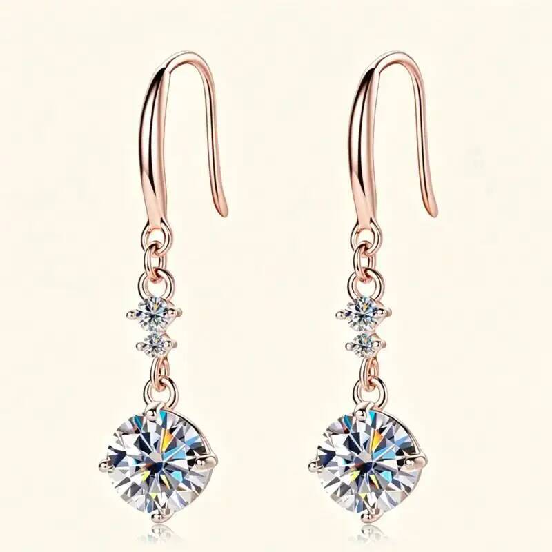 Anting-anting gantung perak st - Moissanite Stud Earrings Round Cut 1Ct ulasan dan harga