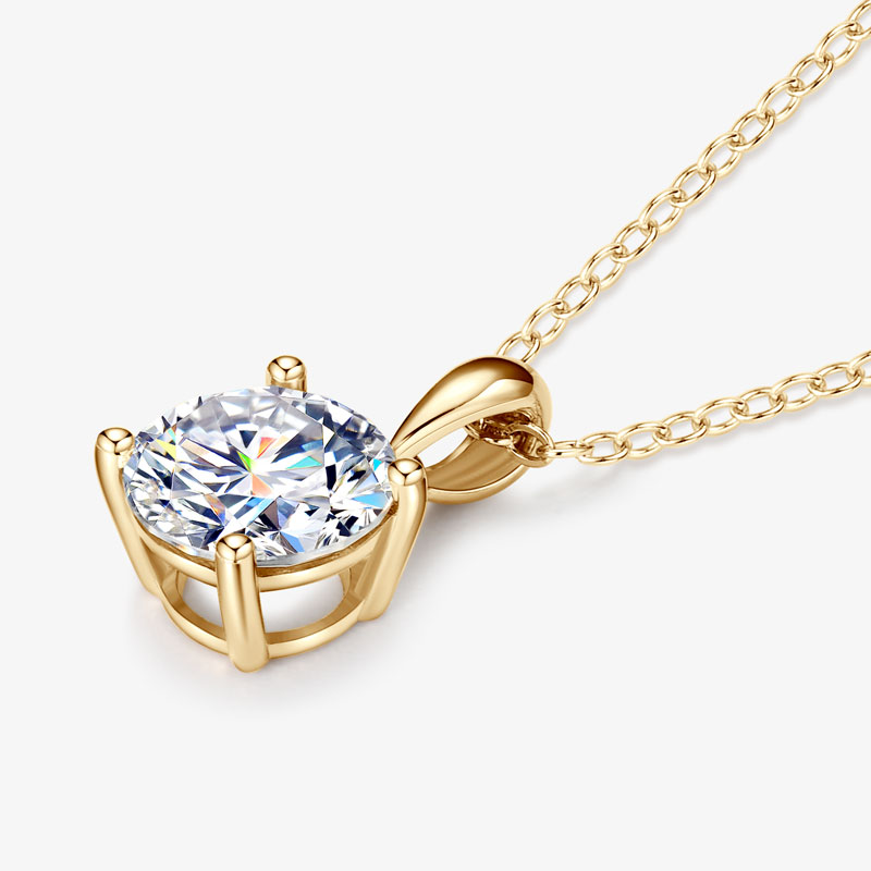 IOGOU Kalung Emas Padat 14K 8M - Moissanite Pendant Necklace Solitaire ulasan dan harga