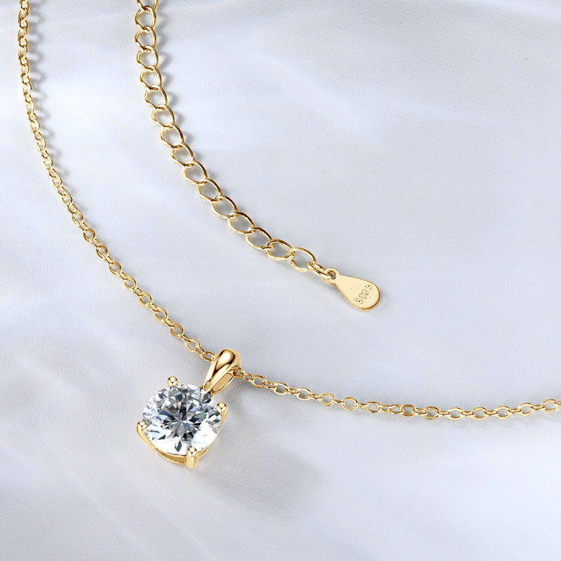 IOGOU Kalung Emas Padat 14K 8M - Moissanite Pendant Necklace Solitaire ulasan dan harga