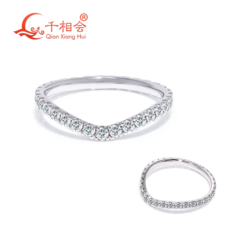 Cincin Perak Sterling S925 D w - Moissanite Eternity Band Ring Stackable ulasan dan harga