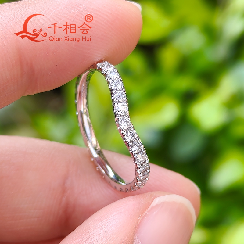 Cincin Perak Sterling S925 D w - Moissanite Eternity Band Ring Stackable ulasan dan harga