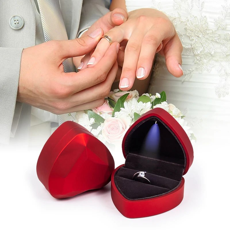 Kotak Cincin Lampu LED Bentuk  - Velvet Ring Box Led Light Proposal ulasan dan harga