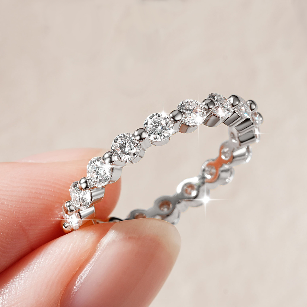 IOGOU Cincin Berlian Moissanit - Moissanite Eternity Band Ring Stackable ulasan dan harga