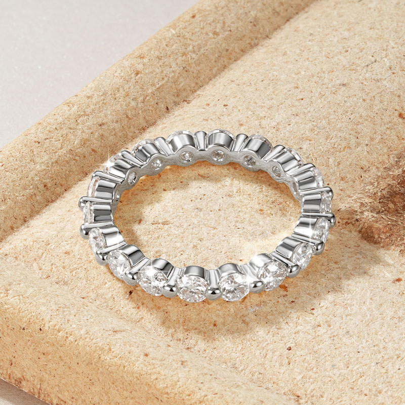 IOGOU Cincin Berlian Moissanit - Moissanite Eternity Band Ring Stackable ulasan dan harga