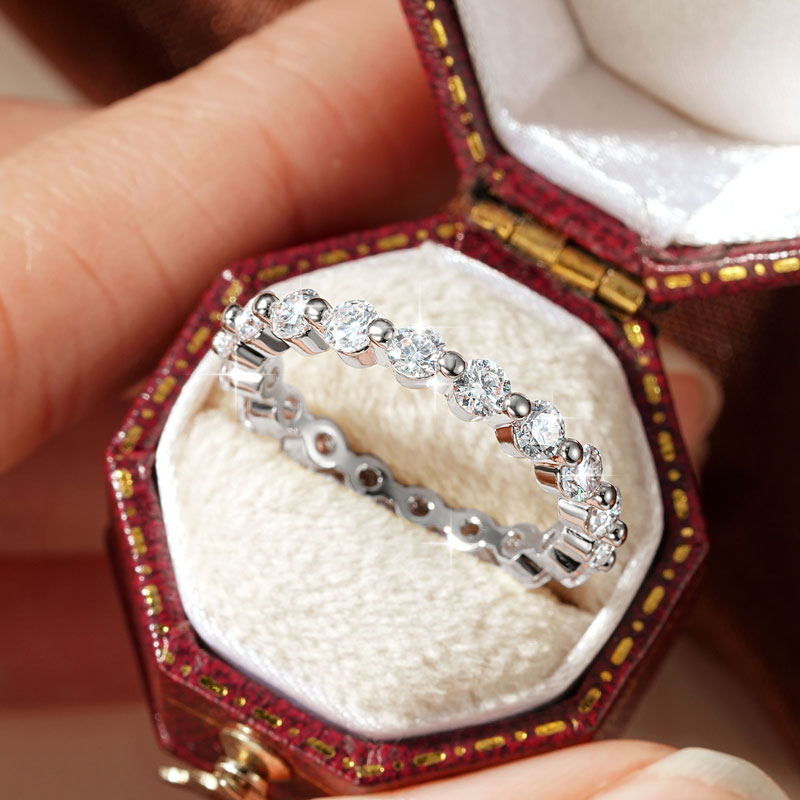 IOGOU Cincin Berlian Moissanit - Moissanite Eternity Band Ring Stackable ulasan dan harga