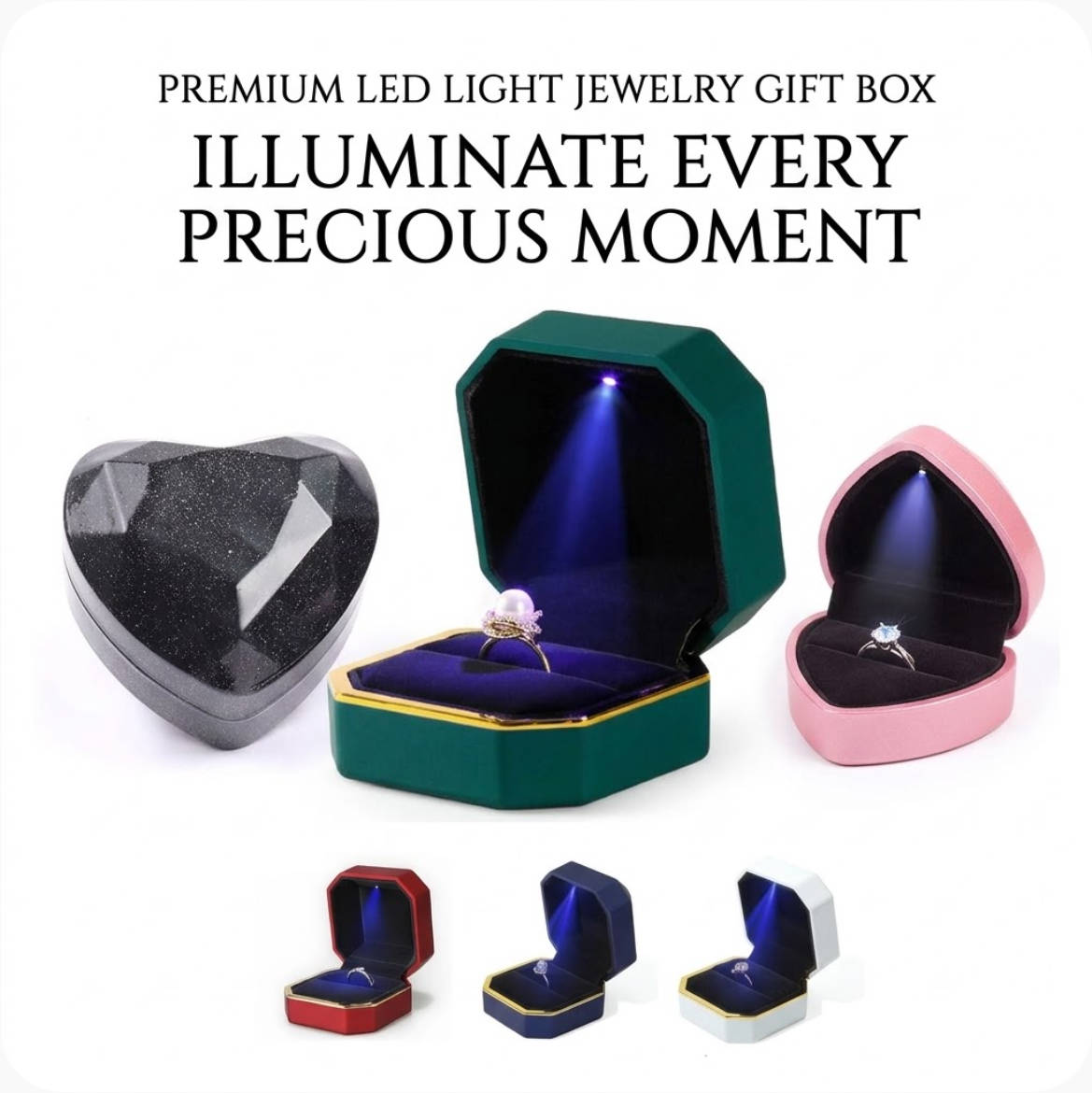Kotak Perhiasan Cincin Berbent - Velvet Ring Box Led Light Proposal ulasan dan harga