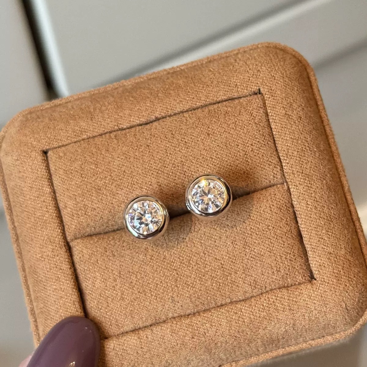 Anting Tusuk Moissanite 1ct un - Moissanite Stud Earrings Round Cut 1Ct ulasan dan harga