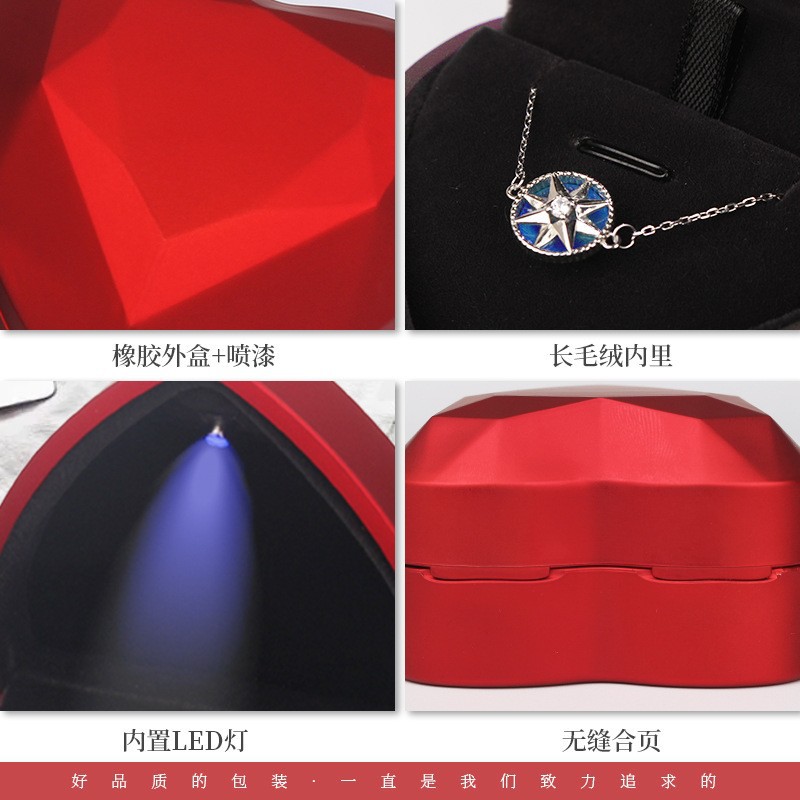 Kotak Cincin Kreatif Bentuk Ha - Velvet Ring Box Led Light Proposal ulasan dan harga