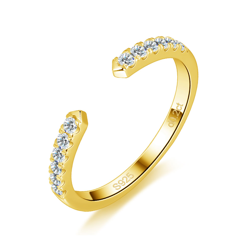 M-JAJA Cincin Manset Terbuka M - Moissanite Eternity Band Ring Stackable ulasan dan harga