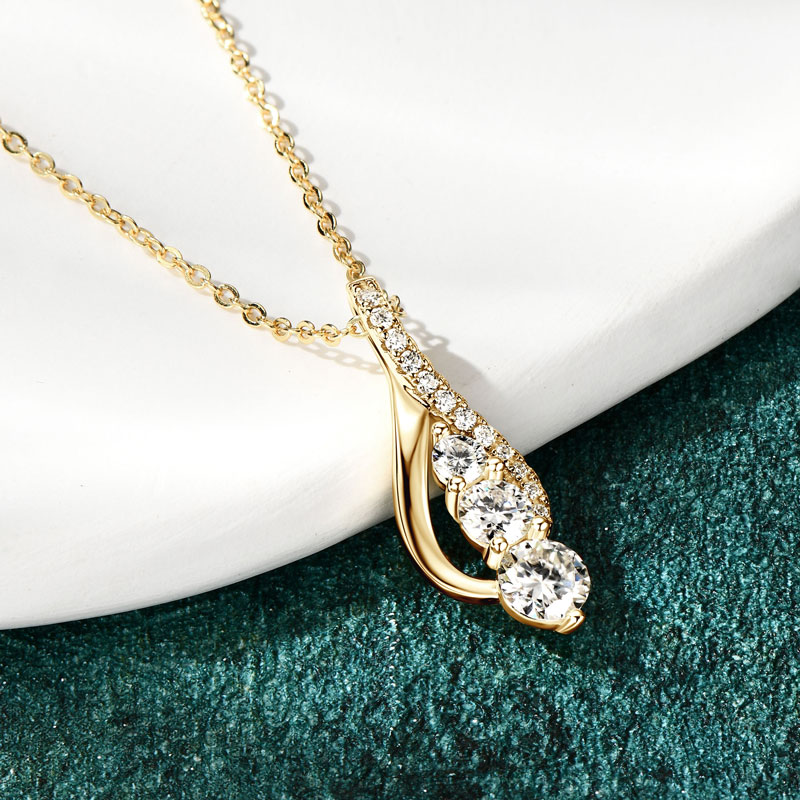 Anziw 925 mode perak Sterling  - Moissanite Pendant Necklace Solitaire ulasan dan harga
