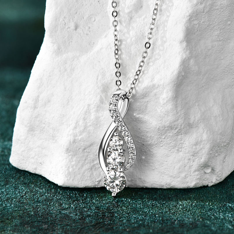 Anziw 925 mode perak Sterling  - Moissanite Pendant Necklace Solitaire ulasan dan harga
