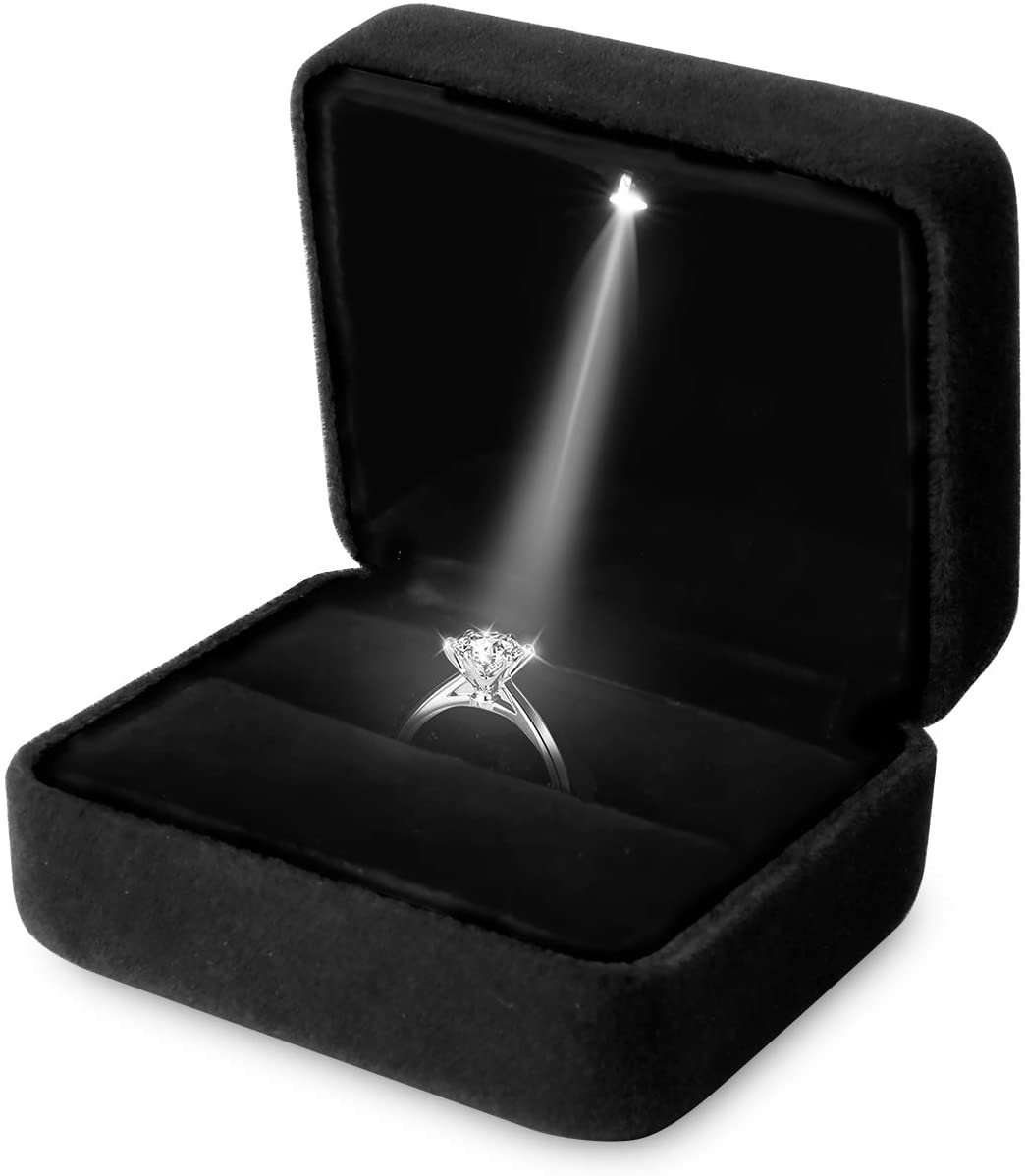 Kotak Cincin Lampu LED Beludru - Velvet Ring Box Led Light Proposal ulasan dan harga